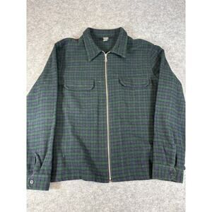 Vintage 90s Old Navy Plaid Full Zip Jacket Mens XL Green Purple Collared Flannel